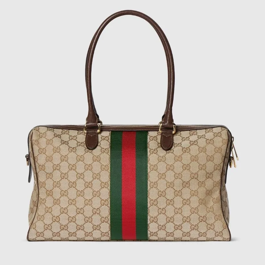 Gucci Borsetto Large Boston Shoulder Bag in Sand/ Brown Gold Hardware Gucci Borsetto Large Boston Shoulder Bag in Sand/ Brown Gold Hardware