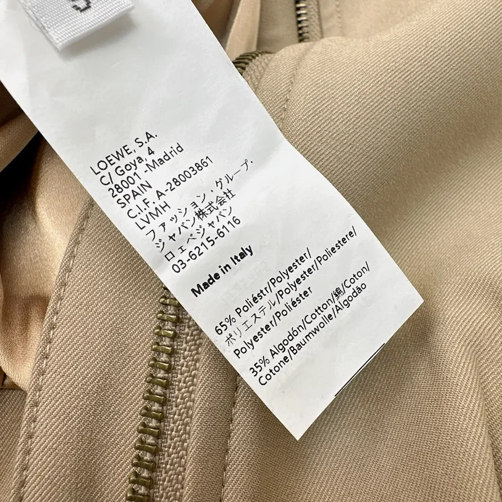 Loewe Draped Jacket in Cotton and Silk for Women in Khaki Brown Loewe Draped Jacket in Cotton and Silk for Women in Khaki Brown