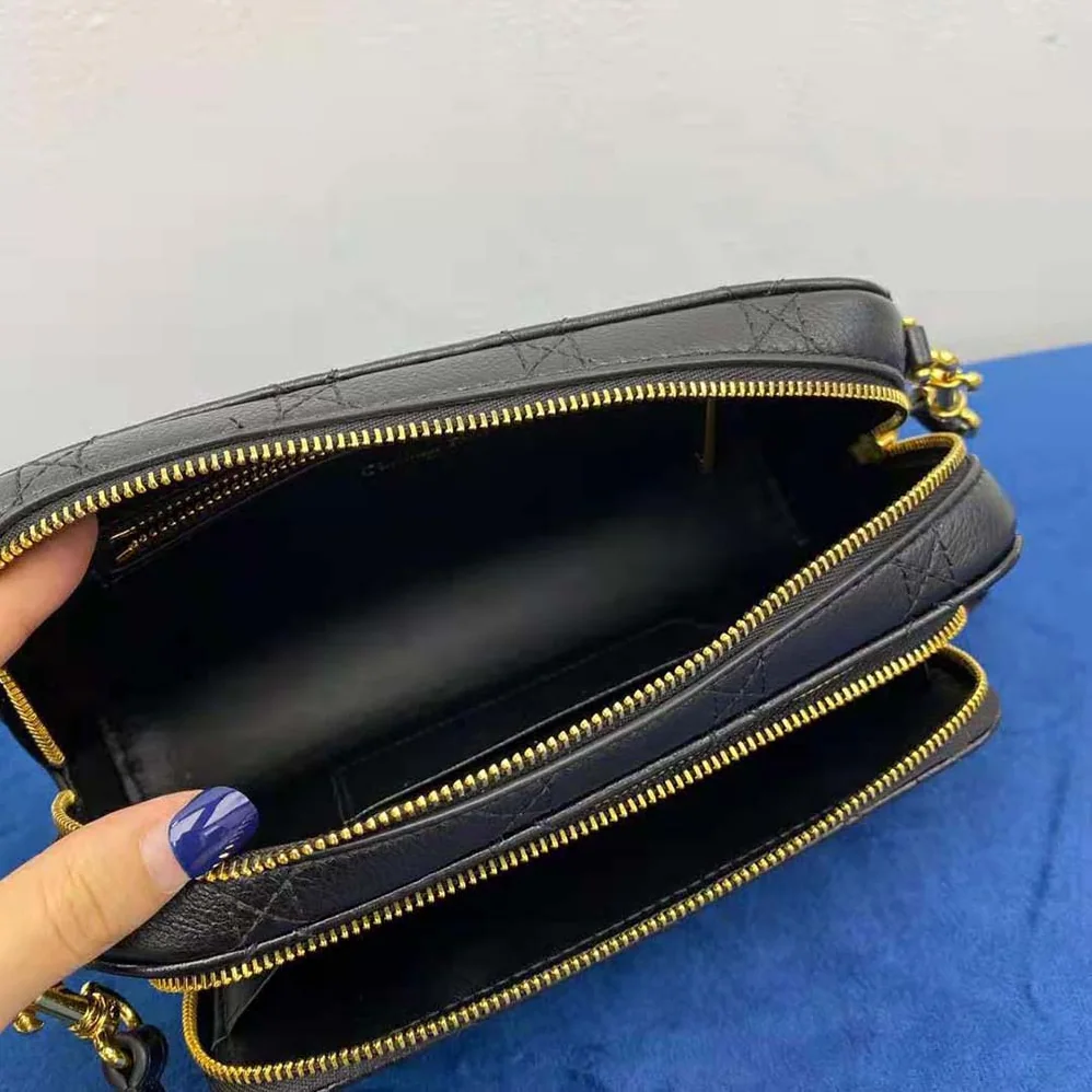Dior Caro Double Pouch Black Supple Cannage Calfskin for Women Dior Caro Double Pouch Black Supple Cannage Calfskin for Women