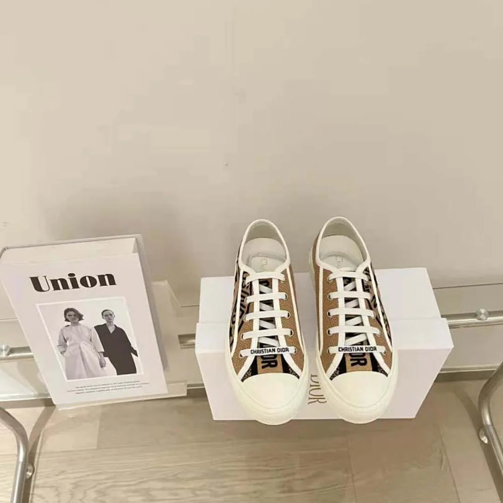 Dior Walk N Dior Sneaker Beige Jute Canvas Embroidered with Dior Union Motif for Women