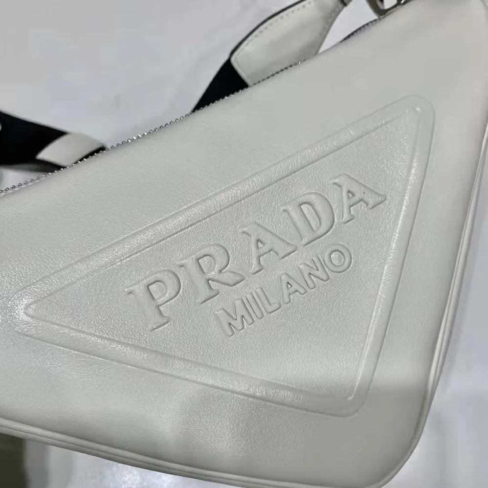 Prada Leather Triangle Shoulder Bag for Women in White