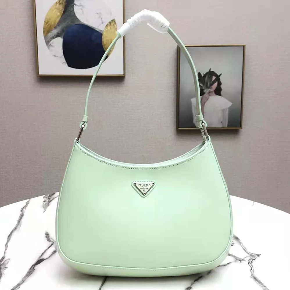 Prada Cleo Brushed Leather Shoulder Bag in Lime Prada Cleo Brushed Leather Shoulder Bag in Lime