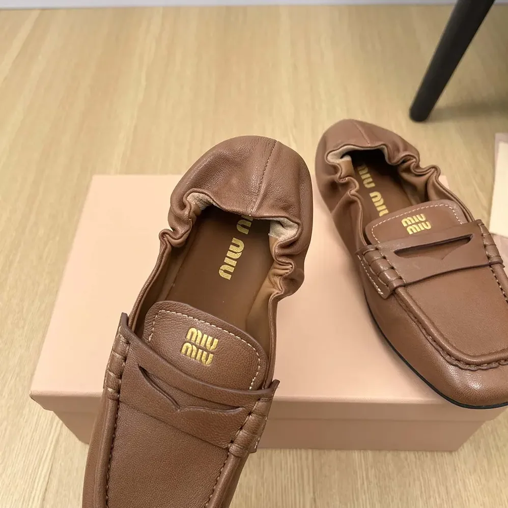 Miu Miu Nappa Leather Loafers for Women in Chocalate Miu Miu Nappa Leather Loafers for Women in Chocalate