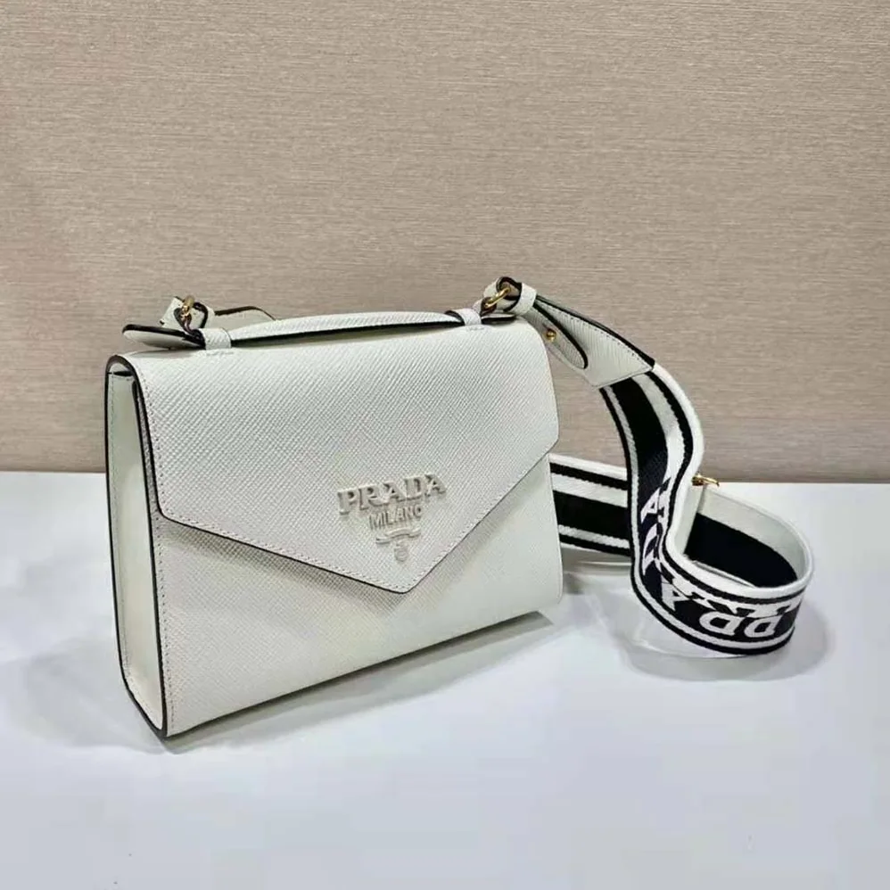 Prada Monochrome Saffiano and Leather Bag for Women in White