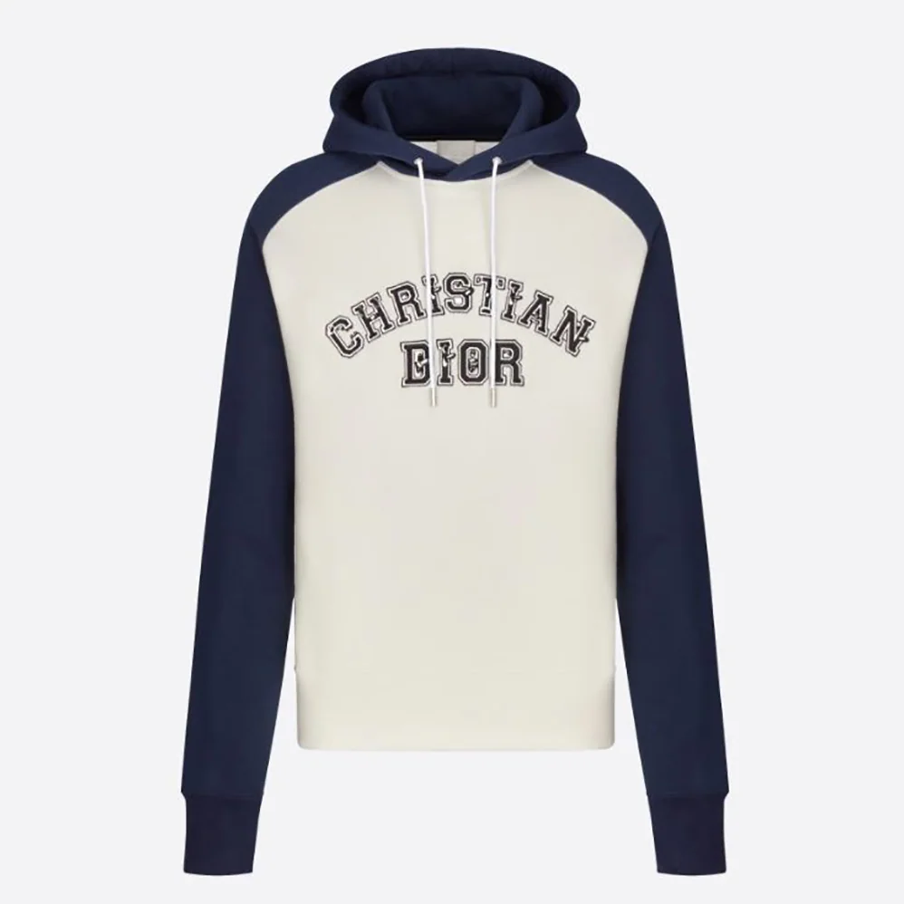 Dior Dior and Kenny Scharf Hooded Sweatshirt Deep Blue and White Cotton Fleece for Men