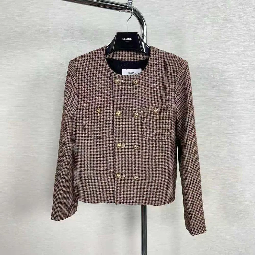 Celine Chelsea Jacket in Double Houndstooth Wool for Women