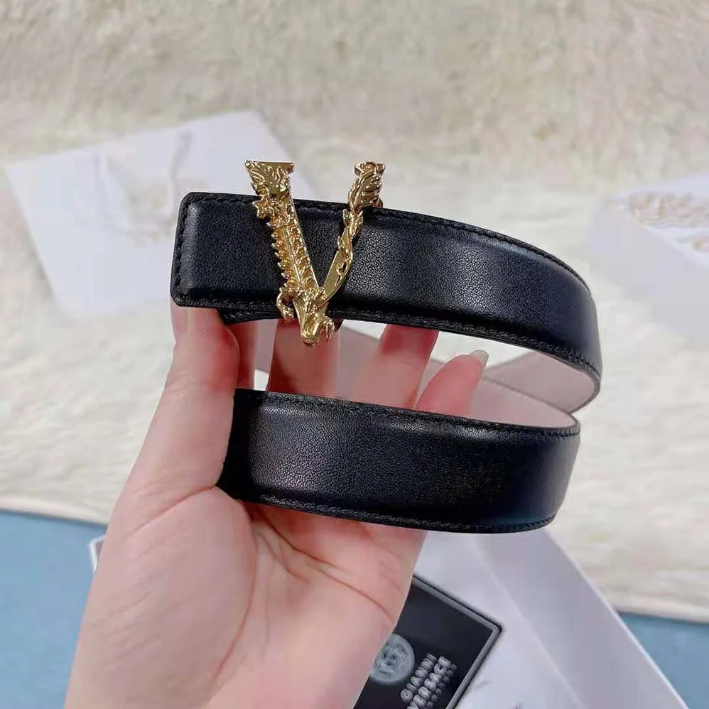 Versace Virtus Thin Waist belt in Calf Leather for Women in Black Versace Virtus Thin Waist belt in Calf Leather for Women in Black
