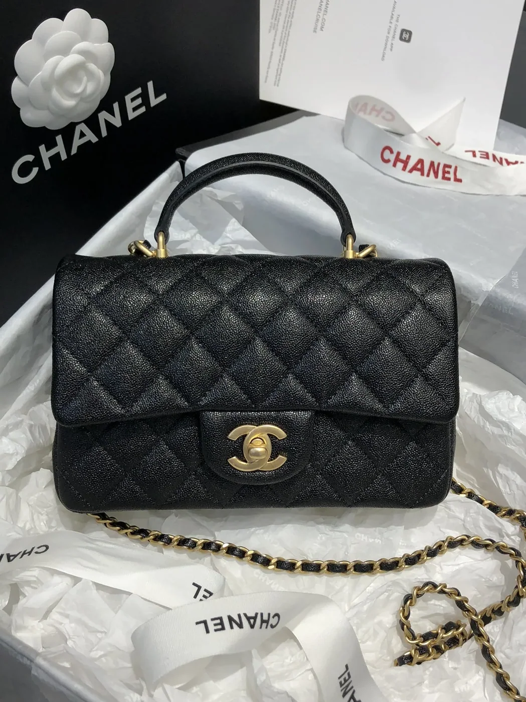 Chanel Flap Bag Mini Crossbody in Black Gold Hardware