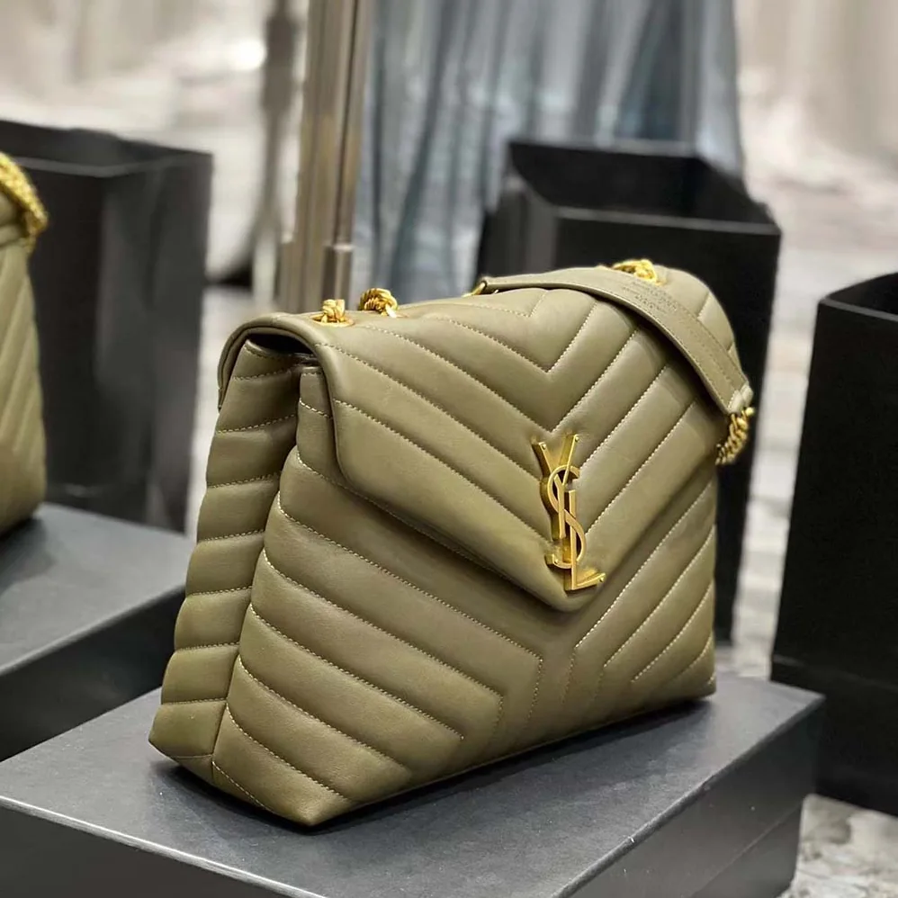 Saint Laurent YSL Loulou Medium Bag in Matelassé Y Leather for Women in Green