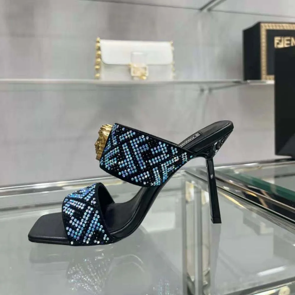 Versace Fendace FF Jacquard Mules for Women Versace Fendace FF Jacquard Mules for Women