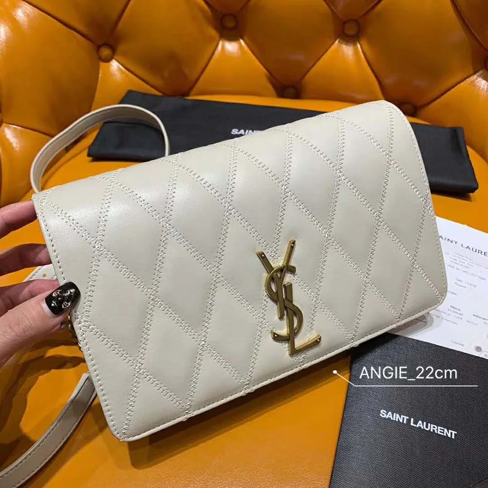 Saint Laurent YSL Angie Chain Bag Diamond for Women in Quilted Lambskin