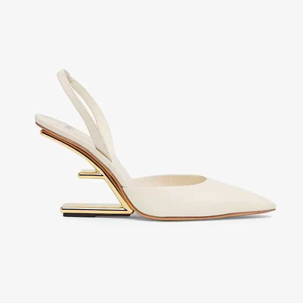 Fendi Fendi First White Leather High for Women in Heeled Slingbacks Fendi Fendi First White Leather High for Women in Heeled Slingbacks