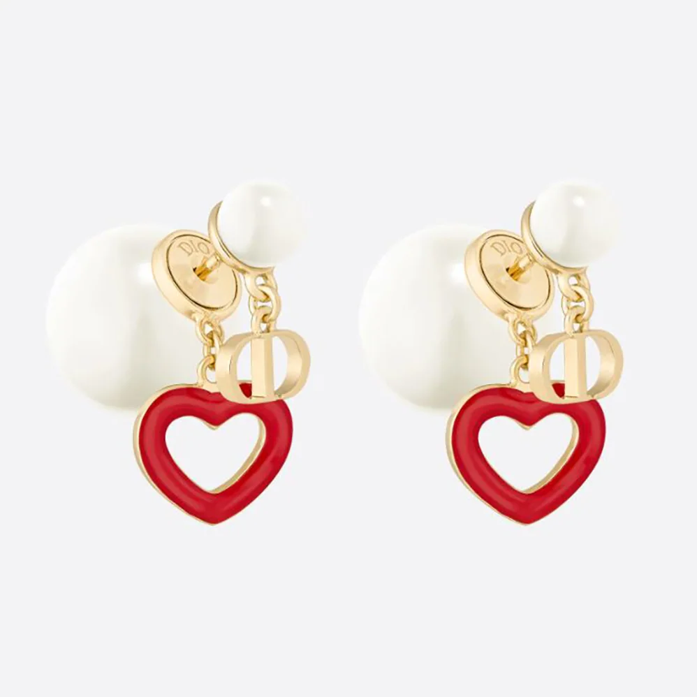 Dior Tribales Earrings Gold-Finish Metal with White Resin Pearls for Women Dior Tribales Earrings Gold-Finish Metal with White Resin Pearls for Women
