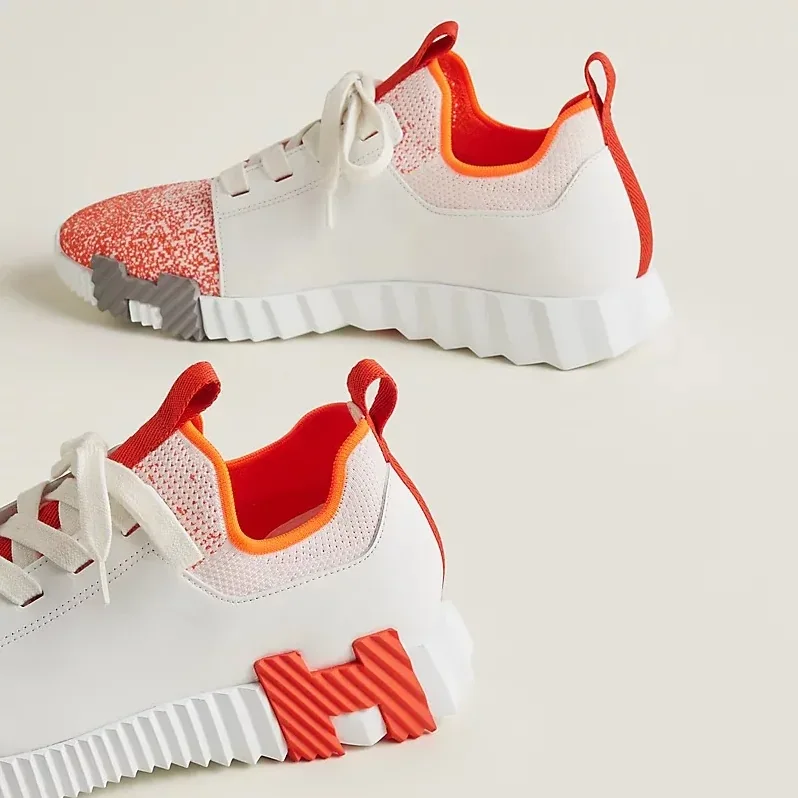 Hermes Depart Slip in On Sneakers Orange/ Blanc Hermes Depart Slip in On Sneakers Orange/ Blanc
