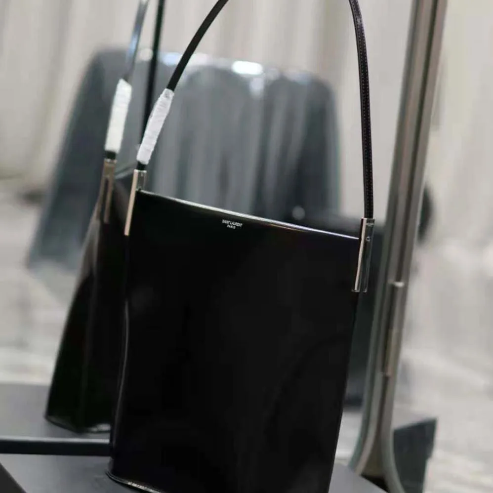 Saint Laurent YSL Suzanne Rigid Shoulder Bag in Shiny Leather for Women