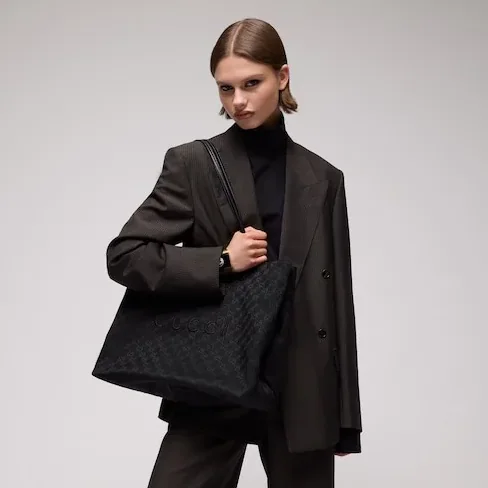 Gucci NY Large Tote Bag / Grey/ Black Gold Hardware A00B4R FAGNG 1000