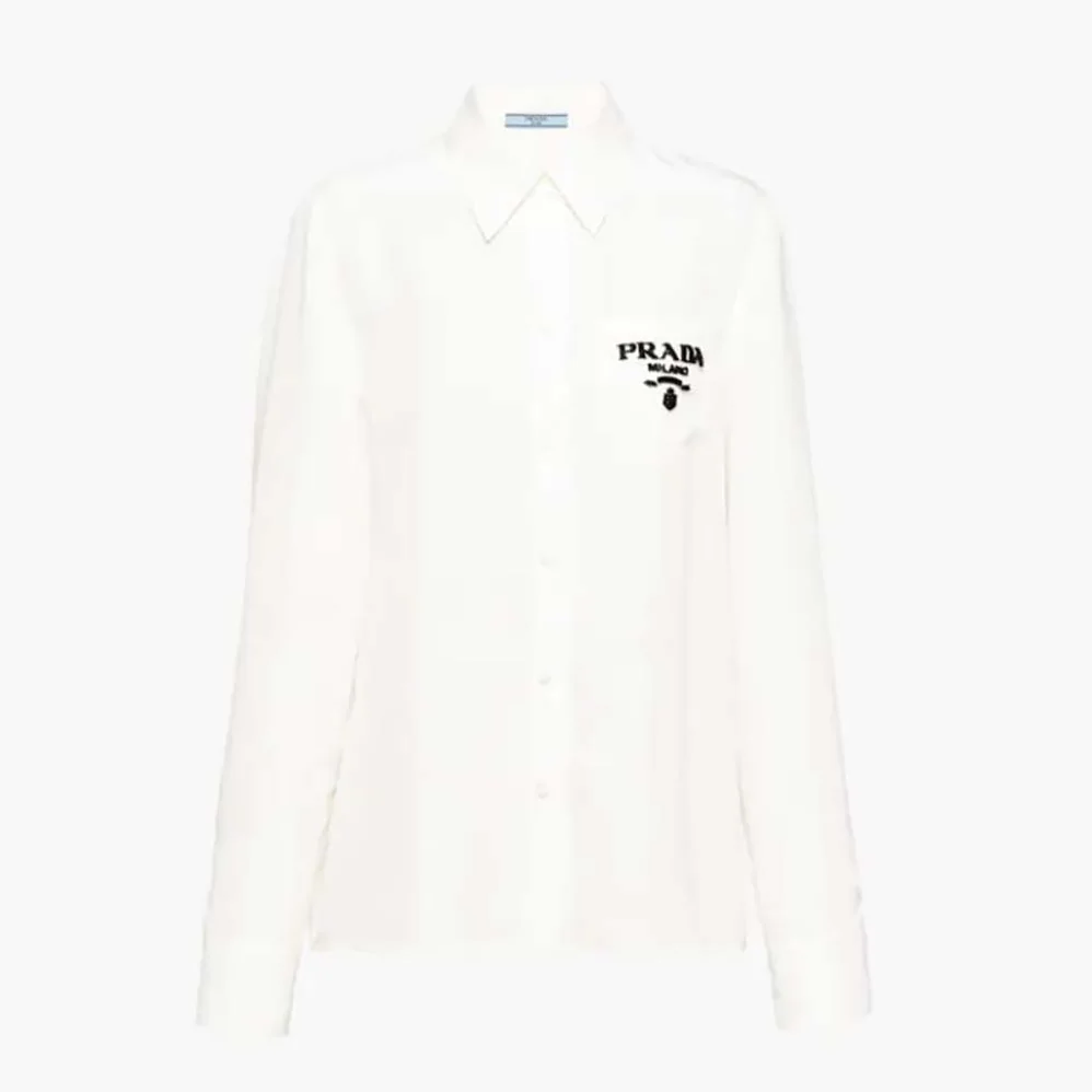 Prada Embroidered Poplin Blouse for Women Prada Embroidered Poplin Blouse for Women