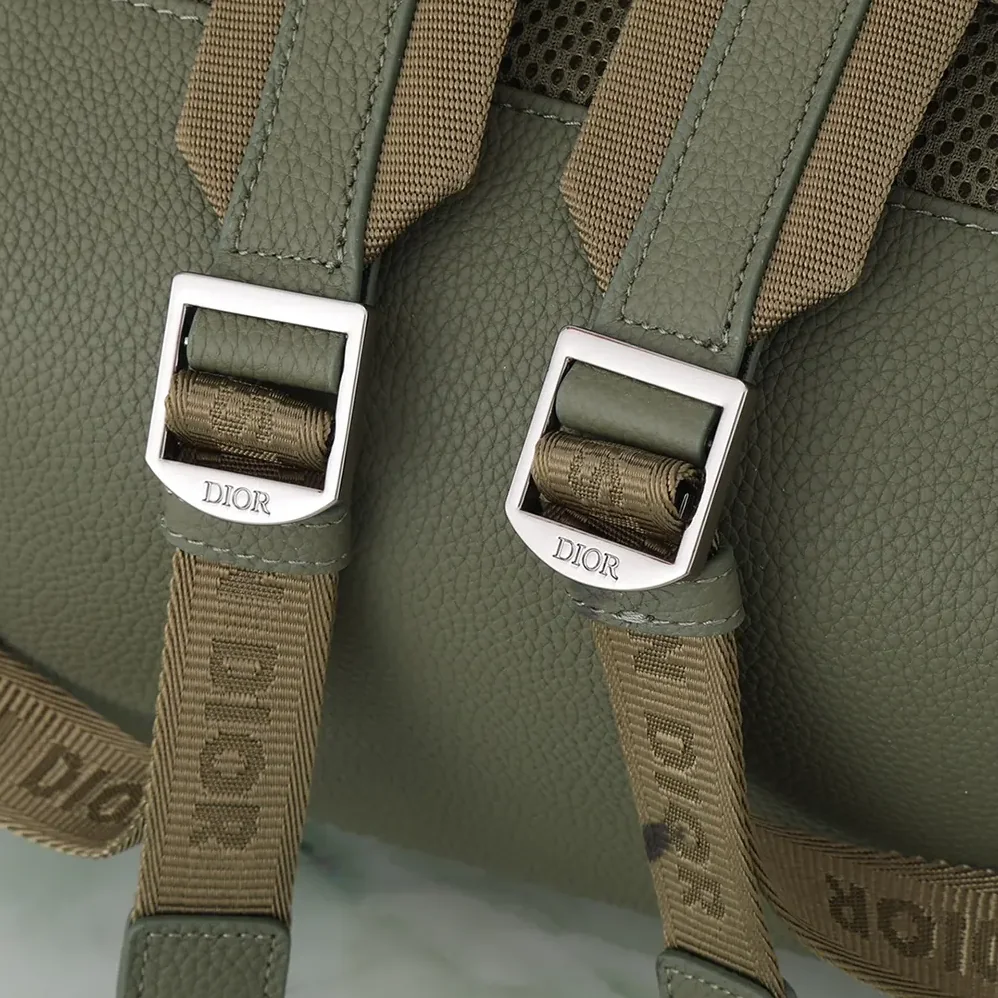Dior Rider 2.0 Zipped Backpack Khaki Dior Gravity Leather and Khaki Grained Calfskin for Unisex