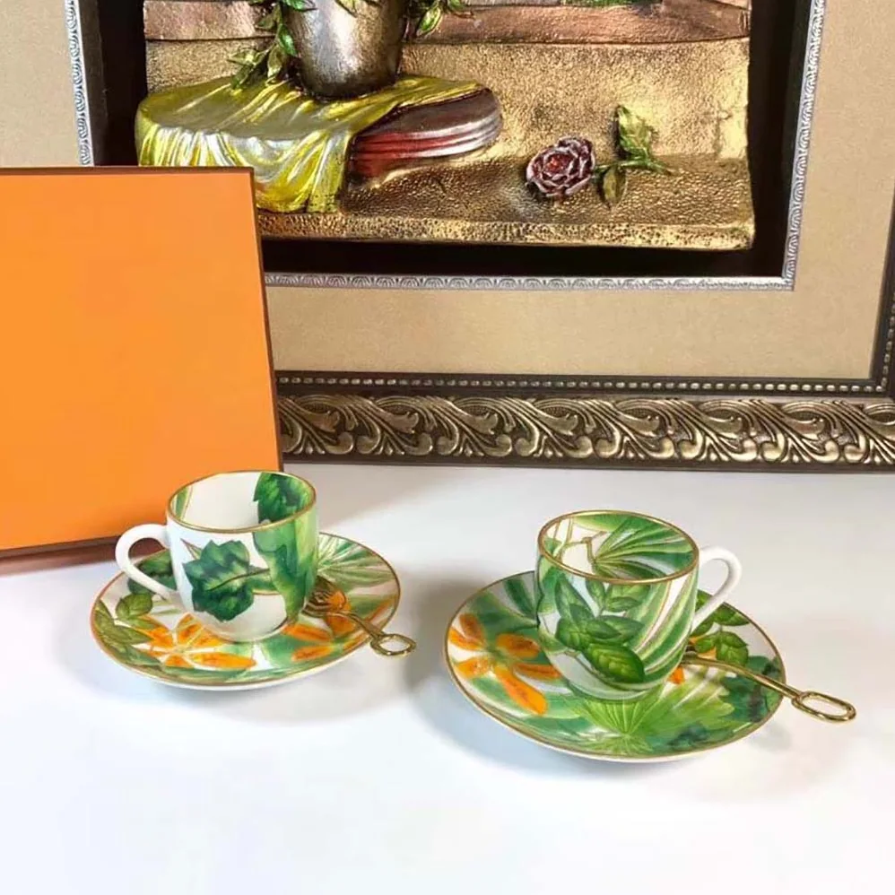 Hermes Passifolia Coffee Cup and Saucer for Unisex Hermes Passifolia Coffee Cup and Saucer for Unisex