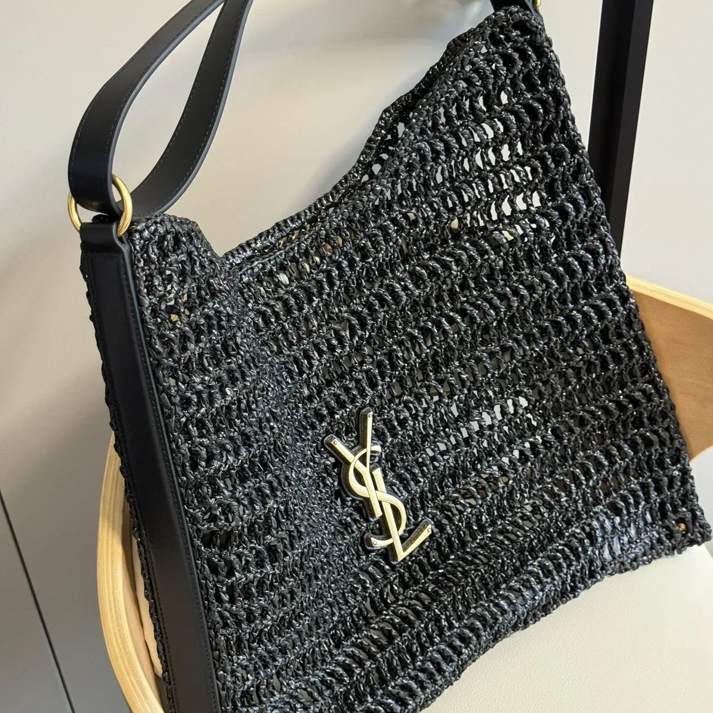 Saint Laurent YSL Oxalis Bag in Raffia Macramé for Women