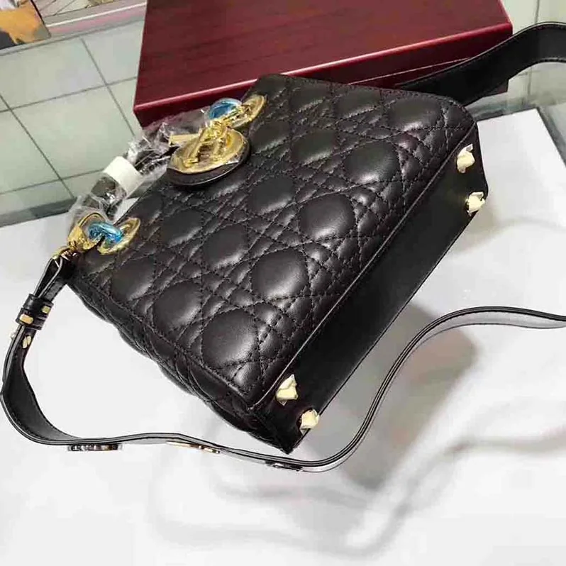 Dior My Lady Dior Bag in Cannage Lambskin in Black
