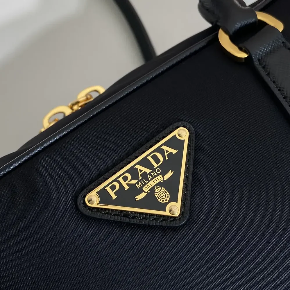 Prada Re-Edition 1978 Medium Re-Nylon and Saffiano Leather Two-handle Bag for Women in Black