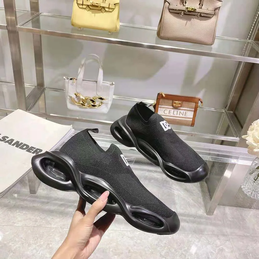 Dolce Gabbana D&G Stretch Mesh Wave Sneakers for Unisex in Black Dolce Gabbana D&G Stretch Mesh Wave Sneakers for Unisex in Black