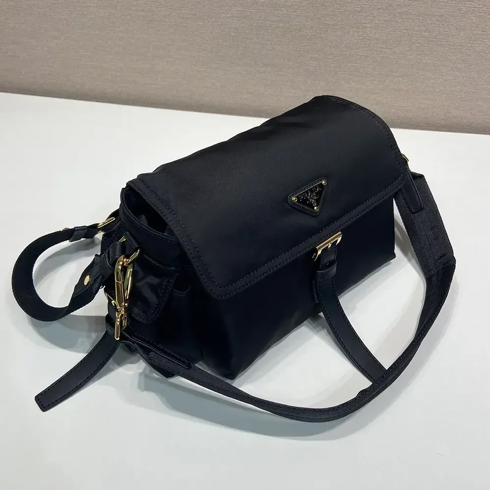 Prada Explore Large Re-Nylon Shoulder Bag With Flap for Women in Black