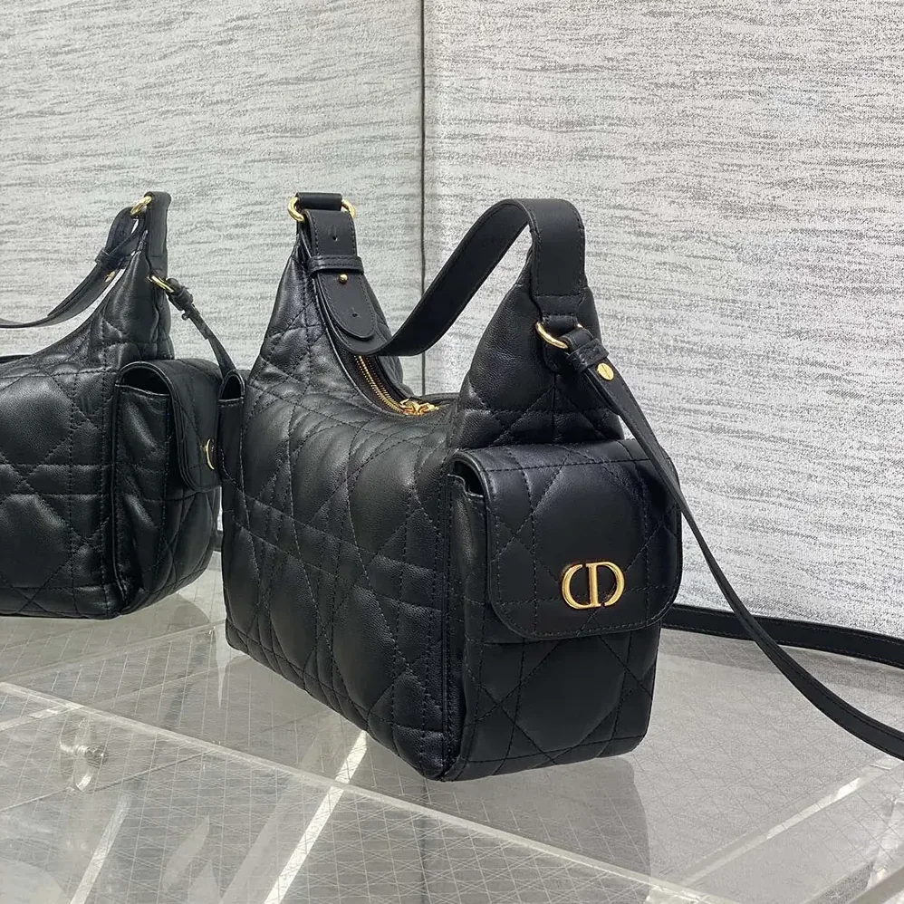 Dior Medium D-Dream Bag Black Macrocannage Lambskin for Women