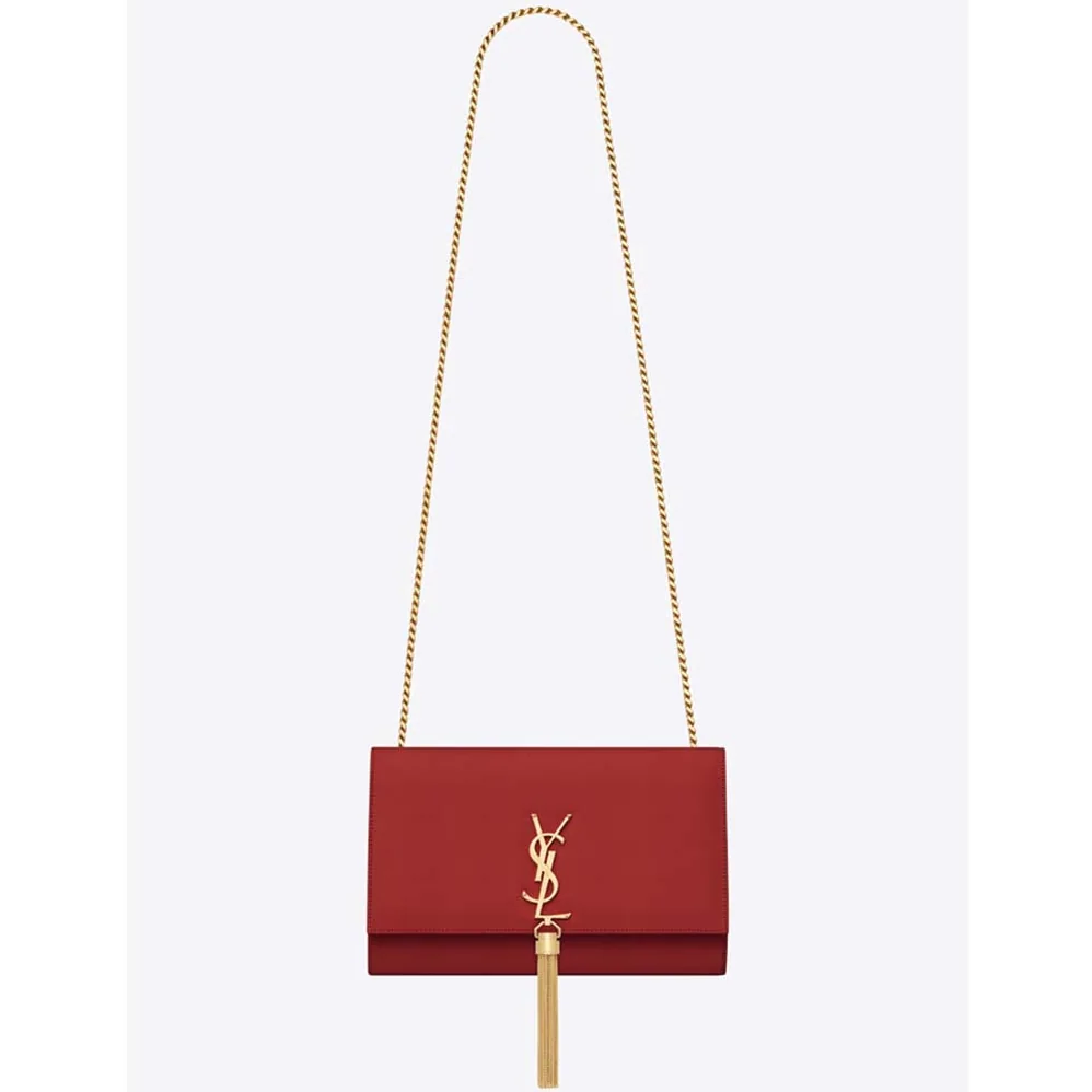 Saint Laurent YSL Kate Medium Tassel Smooth Red Leather for Women