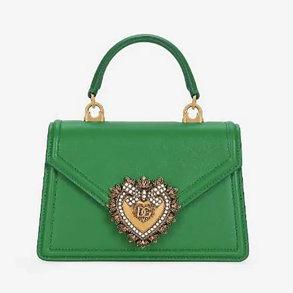 Dolce Gabbana D&G Medium Smooth Calfskin Devotion Bag for Women in Green Dolce Gabbana D&G Medium Smooth Calfskin Devotion Bag for Women in Green