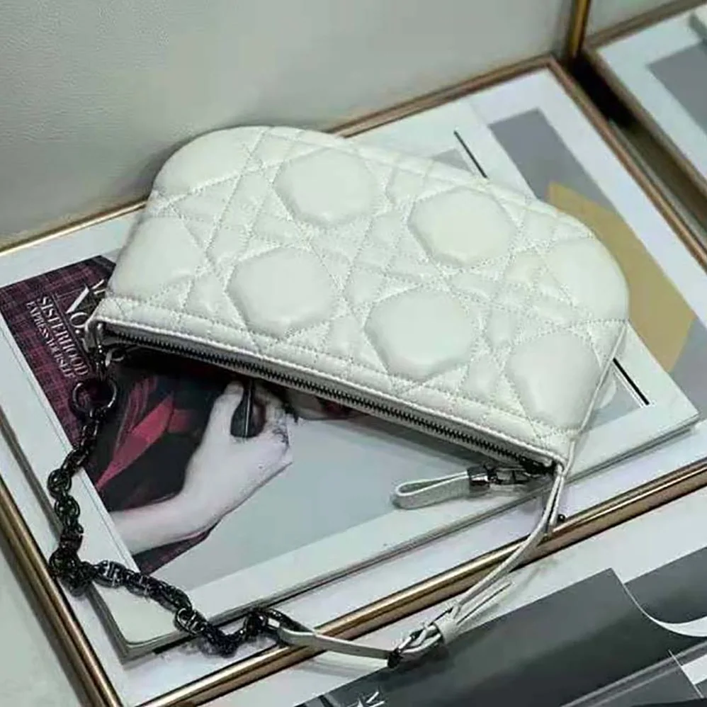 Dior Mini Dior Caro Tulip Bag Latte Quilted Macrocannage Calfskin for Women Dior Mini Dior Caro Tulip Bag Latte Quilted Macrocannage Calfskin for Women
