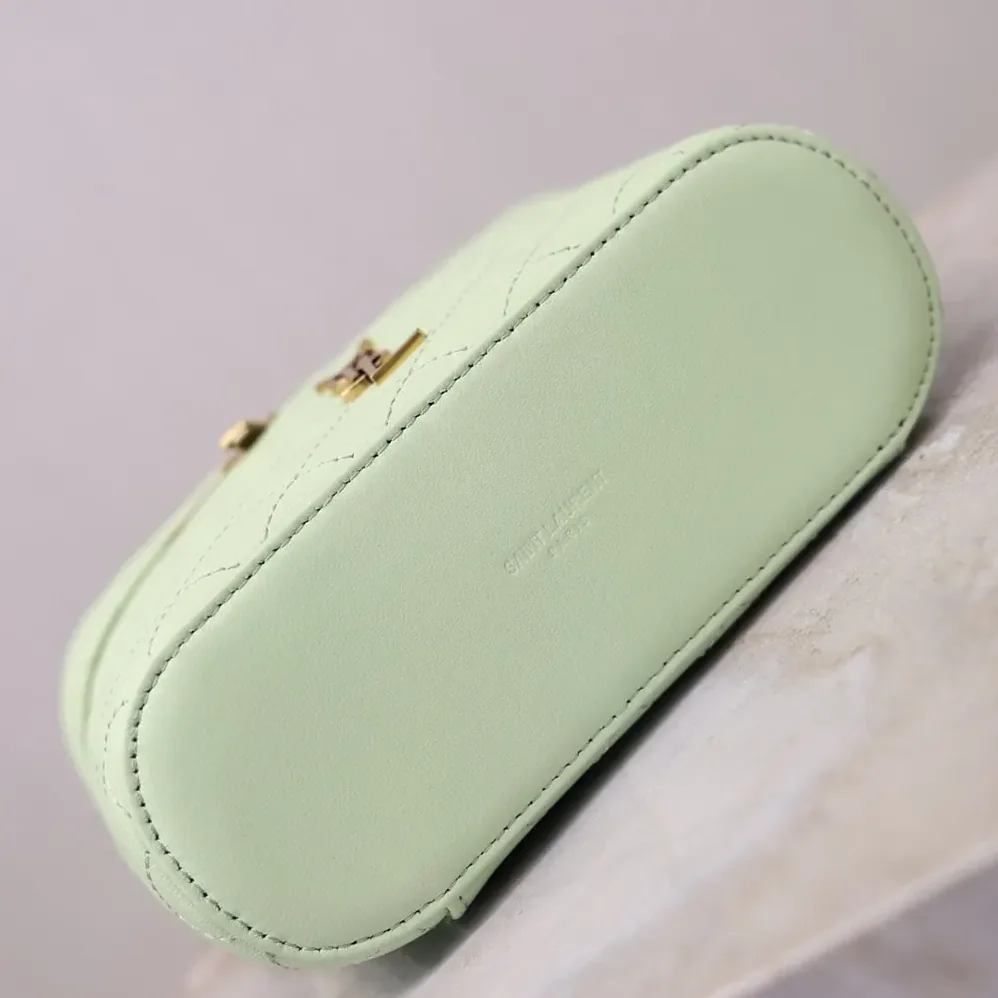 Saint Laurent YSL Gaby Vanity Bag In Lambskin for Women in Aqua Saint Laurent YSL Gaby Vanity Bag In Lambskin for Women in Aqua