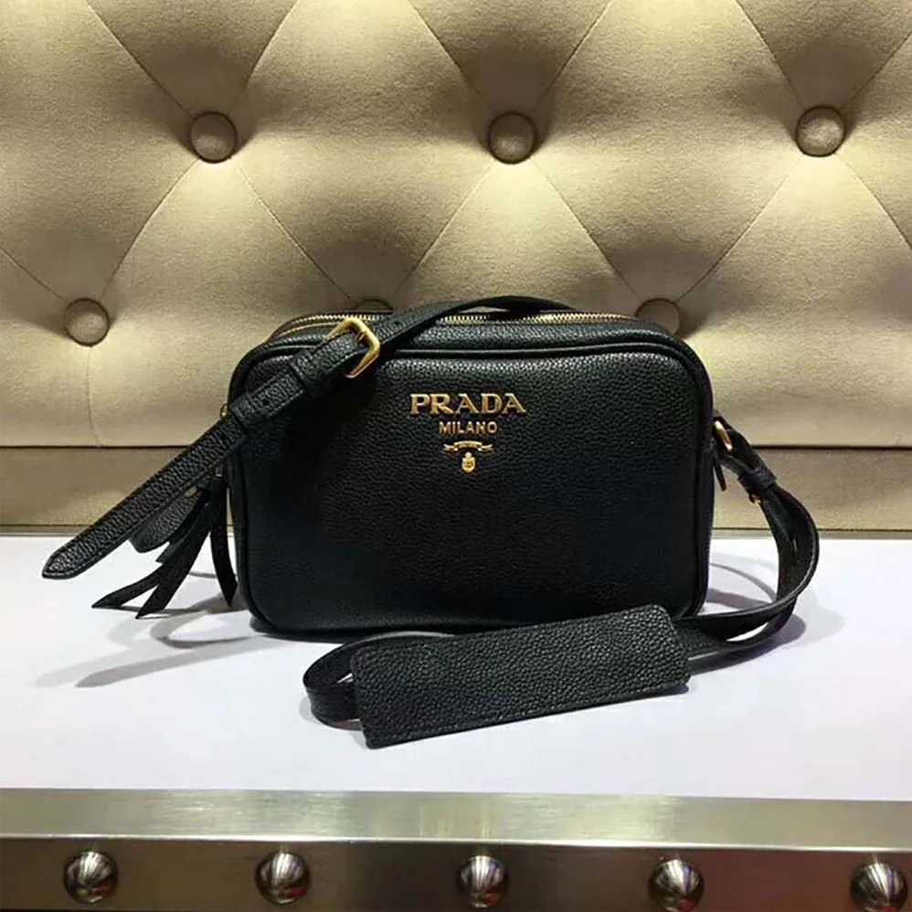 Prada Calf Leather Shoulder Bag for Women in Black