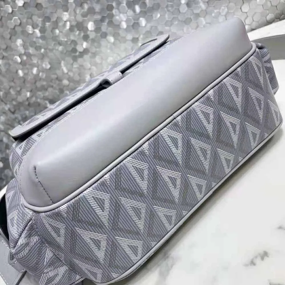 Dior Hit the Road Messenger Bag Dior Gray CD Diamond Canvas and Smooth Calfskin for Men