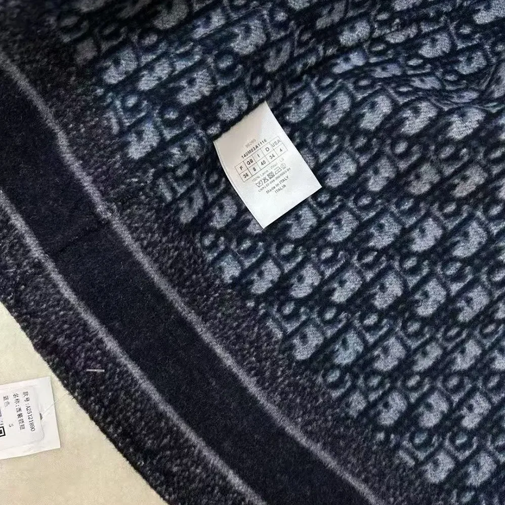 Dior Coat Blue Double for Women in Sided Wool