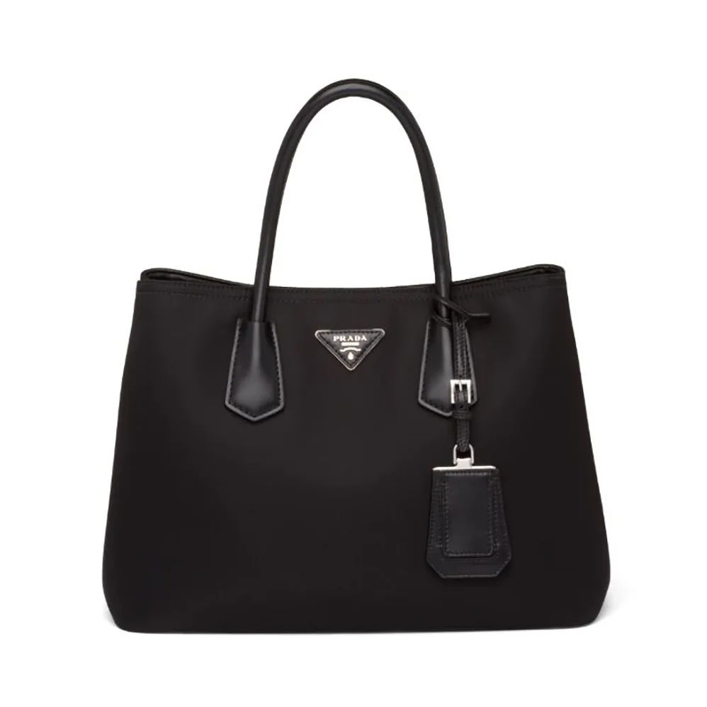 Prada Prada Double nylon and Saffiano Leather Bag for Women in Black