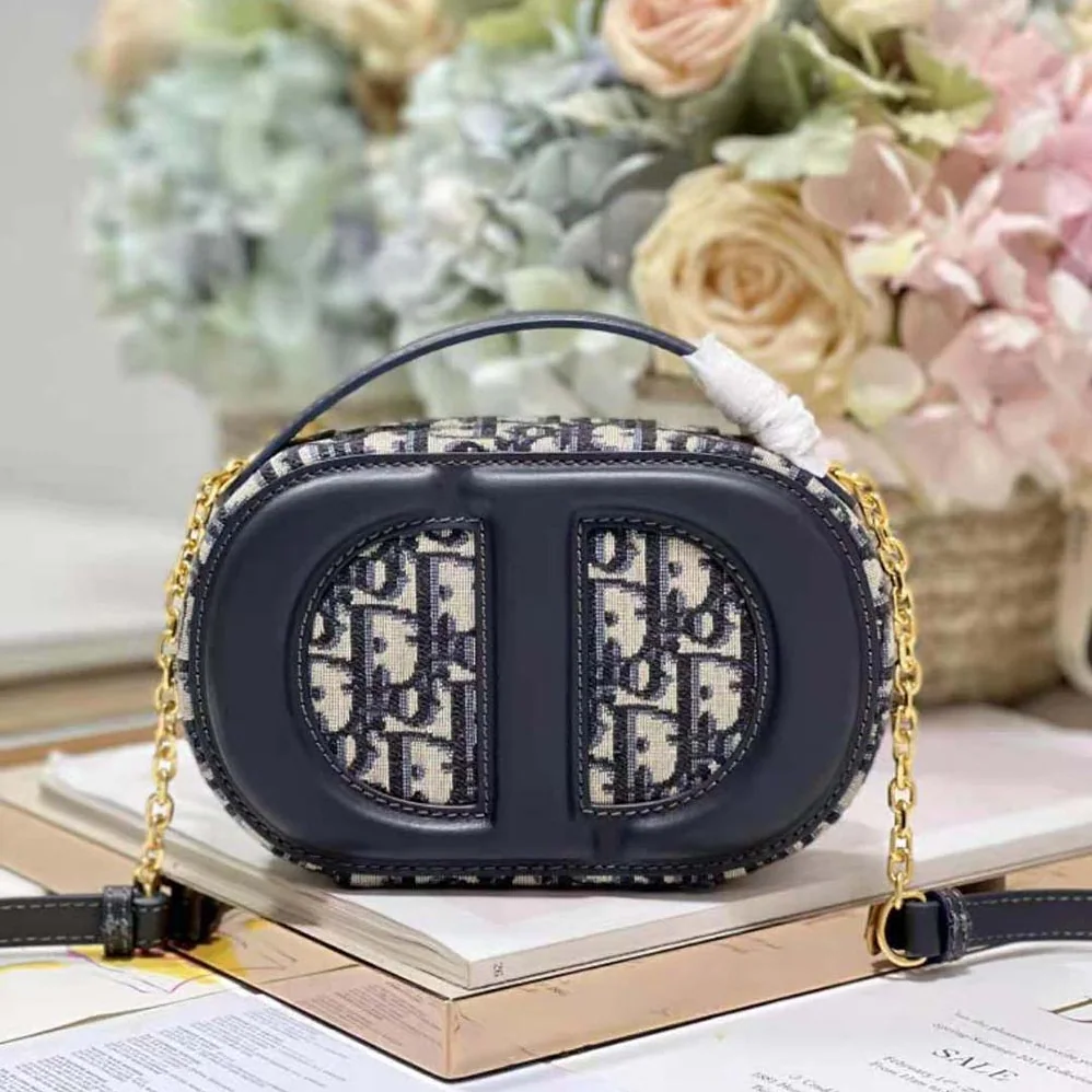 Dior CD Signature Oval Camera Bag Blue Dior Oblique Jacquard for Women Dior CD Signature Oval Camera Bag Blue Dior Oblique Jacquard for Women