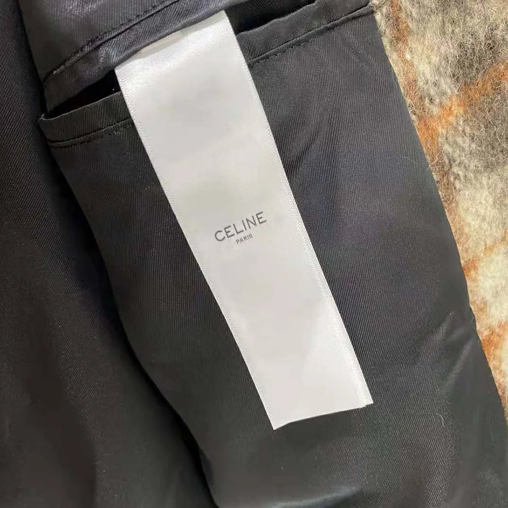 Celine Loose Teddy Jacket in Brushed Checked Tweed for Men Celine Loose Teddy Jacket in Brushed Checked Tweed for Men