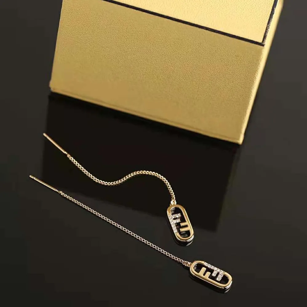 Fendi Fine Chain Earrings with Fendi O'Lock Pendant for Women Fendi Fine Chain Earrings with Fendi O'Lock Pendant for Women
