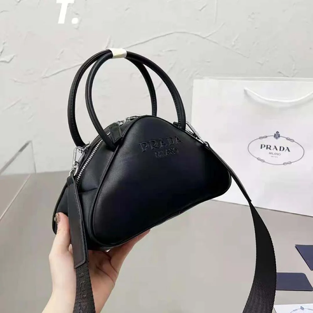 Prada Leather Prada Triangle Bag for Women in Black Prada Leather Prada Triangle Bag for Women in Black