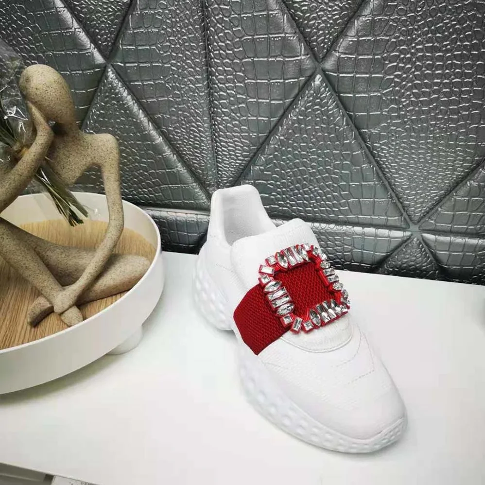 Roger Vivier Viv Run Light Strass Buckle Sneakers in Fabrics for Women Roger Vivier Viv Run Light Strass Buckle Sneakers in Fabrics for Women