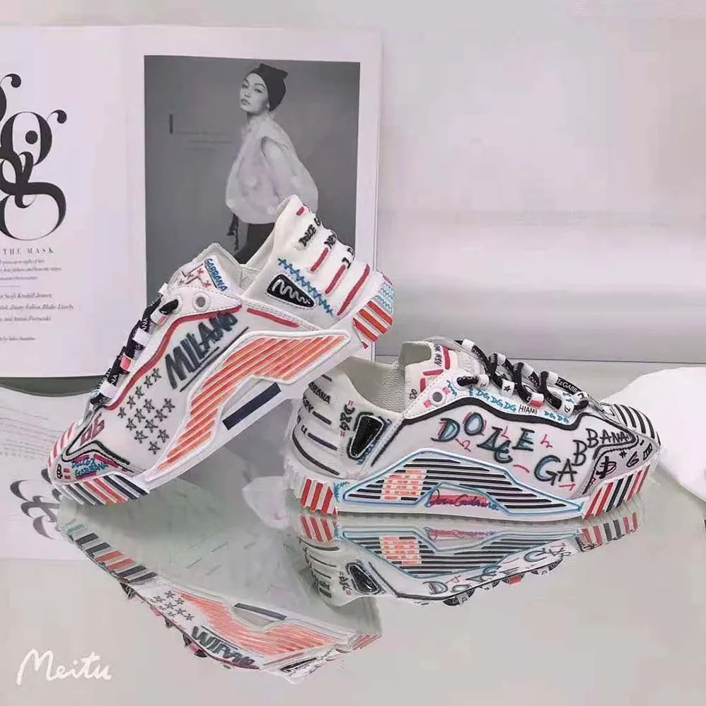 Dolce Gabbana D&G Mixed-Materials New York NS1 Slip for Unisex in on Sneakers Dolce Gabbana D&G Mixed-Materials New York NS1 Slip for Unisex in on Sneakers