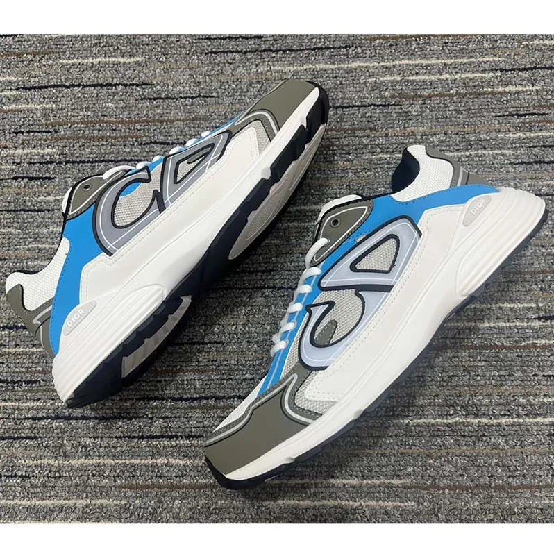 Dior CD Shoes B30 Low-Top Sneaker Light Blue Mesh Gray Blue Technical Fabric for Men