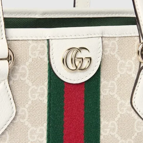 Gucci Ophidia Medium Tote Bag in Beige/ White Gold Hardware