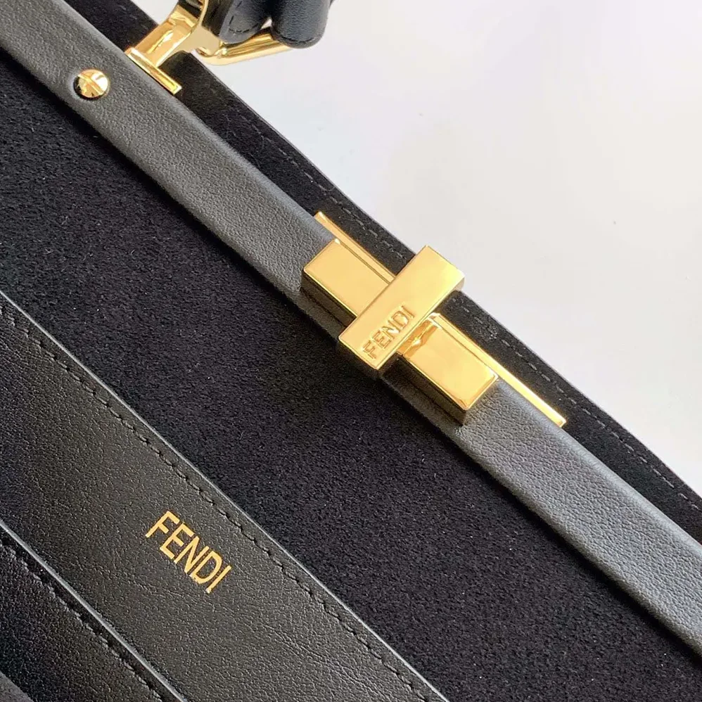 Fendi Peekaboo Soft Large Black Leather Bag for Women Fendi Peekaboo Soft Large Black Leather Bag for Women