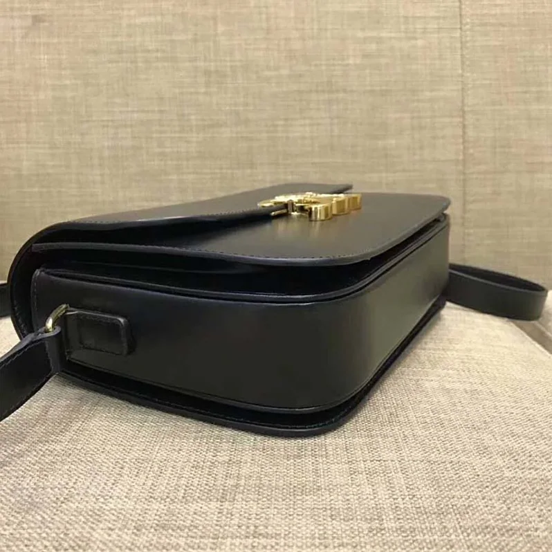Celine Medium Triomphe Bag In Shiny Calfskin for Women in Black