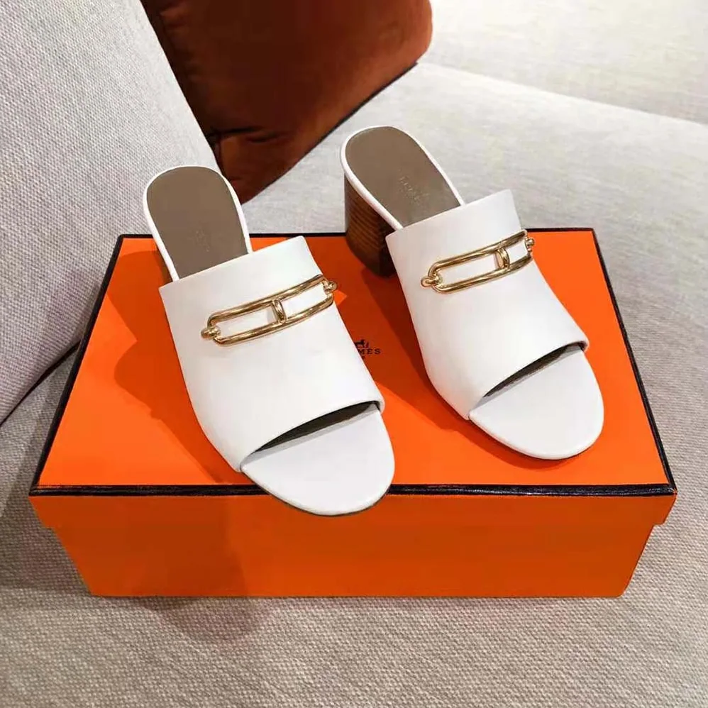 Hermes Camilla Mule High Heel Mule in Calfskin for Women in White