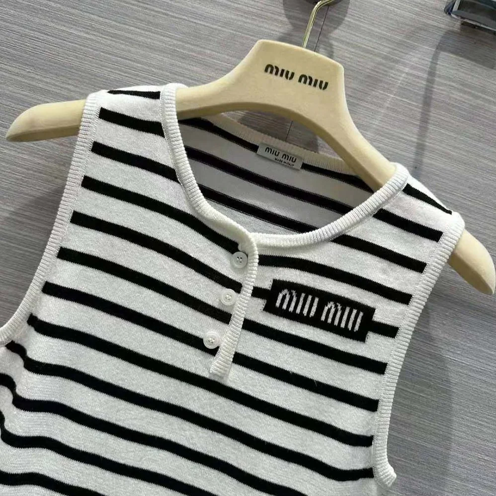 Miu Miu Cotton Mini-Dress with Knit Logo Patch for Women in White