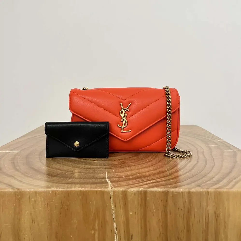 Saint Laurent YSL Loulou Mini in Lambskin for Women in Orange